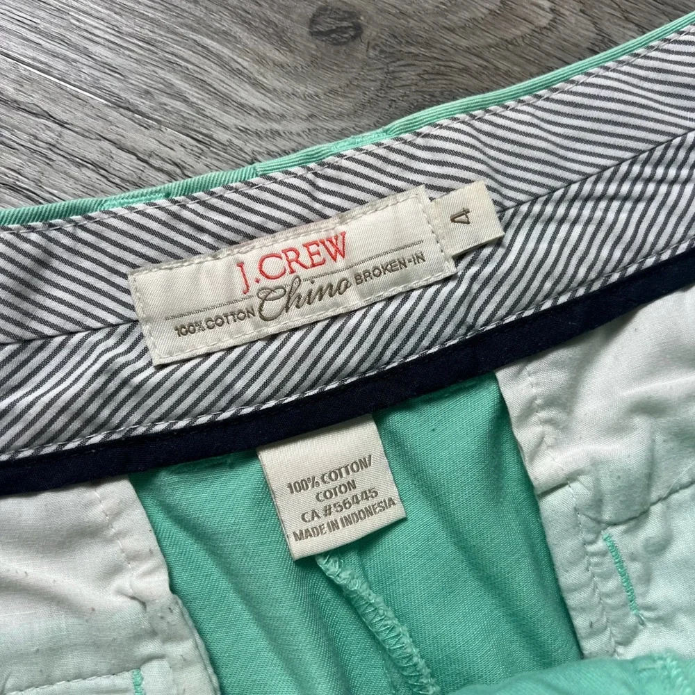 J.Crew Chino Shorts Womens 4 Mint Green Broken-In Cotton‎ Casual Preppy Summer